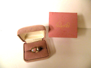NEW ANGIE D RING CRYSTALS PINK STONE SIZE 7 ORIGINAL BOX