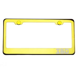 Gold Chrome License Plate Frame 360 Laser Etched Metal Screw Cap - Picture 1 of 8