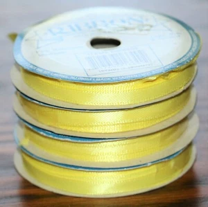 Nicole Yellow Ribbon 4 Spools 120 Feet x 1/4" Polyester Washable NEW #11191 - Picture 1 of 2