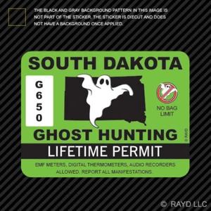South Dakota Ghost Hunting Permit Sticker Self Adhesive Decal Paranormal SD - Foto 1 di 1
