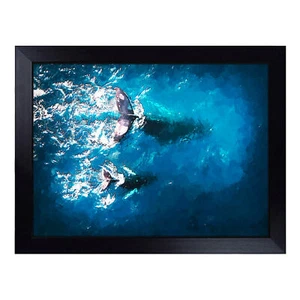 Mother & Calf Humpback Whale Lap Tray Cushioned Bean Bag Padded TV Dinner Desk - Picture 1 of 4