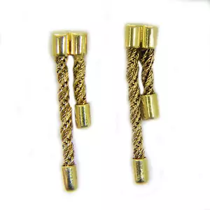 Pendientes cuentagotas pesados de doble cadena de oro amarillo de 9 quilates - Imagen 1 de 5