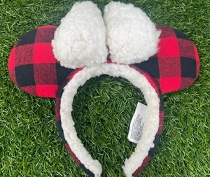 RARO Disney Oficial Buffalo Cuadros Orejas de Minnie Sombreros Forro Sherpa Rojo Negro F03 - Imagen 1 de 2