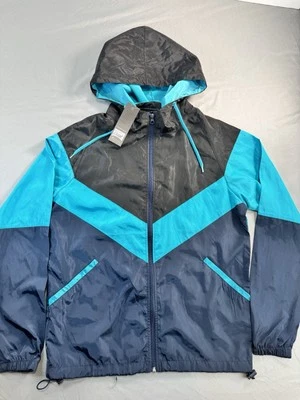 Linda Jaqueta Quebra-Vento Masculina Gigante com Zíper Leve Preta Marinha Média - Imagem 1 de 4