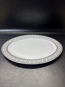 SMCS Germany Design Silver Greek Key Porcelain 13.5” oval platter - Picture 1 of 12