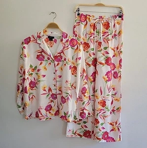 Natori Seville Spanish Floral Pajama Pant Two Piece Set Small Casual Lounge Boho - Picture 1 of 20