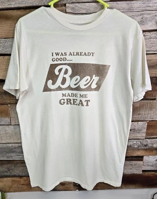 Camiseta Electric West "...Beer Made Me Great" para hombre talla pequeña, puntada única  Foto 1 de 4