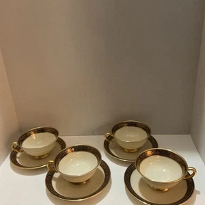 Lenox Barclay Footed Tea Cup & Saucer Set USA Navy & Gold / 6 - Picture 1 of 5