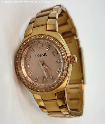 Reloj de pulsera analógico para mujer Fossil AM-4508 tono dorado acero inoxidable 77,1 g Foto 1 de 4