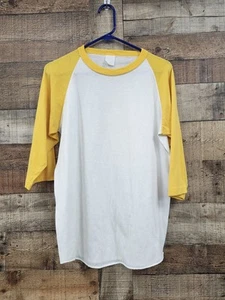 Vintage 70s Single Stitch Yellow Baseball T shirt 3/4 Sleeve Sz M/L - Picture 1 of 4