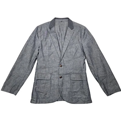 J Crew Blazer Mens Medium Blue Chambray Casual Sport Coat Unstructured - Image 1 of 4