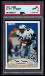 1990 FLEER #284 BARRY SANDERS HOF - DETROIT LIONS - PSA 10 GEM MINT  #50769581 - Picture 1 of 2