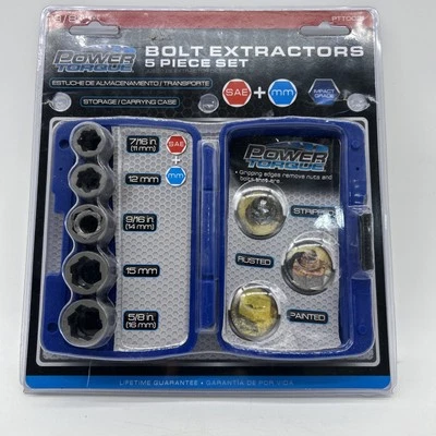 Power Torque Bolt Extractors -5 Piece Set - #PTTOO21 New Free Shipping - Image 1 of 2
