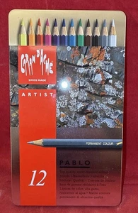 Caran d’Aache Pablo Permanent Farbstifte Dose mit 12 verschiedenen Farbstiften - Bild 1 von 5