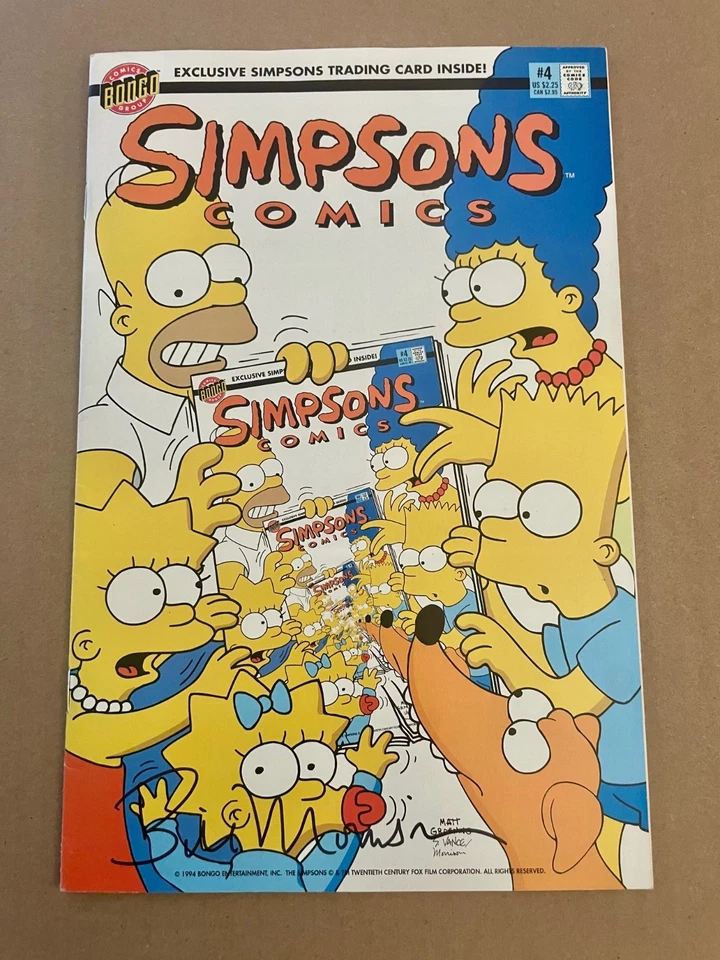 Simpsons #4 SIGNED Bill Morrison w/card Bongo 1994 Matt Groening Homer Bart Lisa - Image 1 of 1