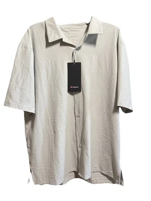 Camisa Lululemon Para Hombres Seersucker Cuello de Campamento Texturizada Abotonada Gris Talla XL NUEVA CON ETIQUETAS  Foto 1 de 4
