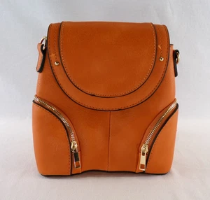 Orange With Gold Hardware Fashion 10"X9" Backpack Purse - No Brand - EUC - Picture 1 of 14