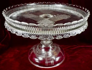 Quaker Lady Cake Stand Dalzell & Gilmore #23D Clear Glass EAPG 1887 Antique - Picture 1 of 10