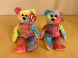 Peace Bear Lot (2) MWMT (Gorgeous Colors) #102 & #110 Canadian Tush - Picture 1 of 17
