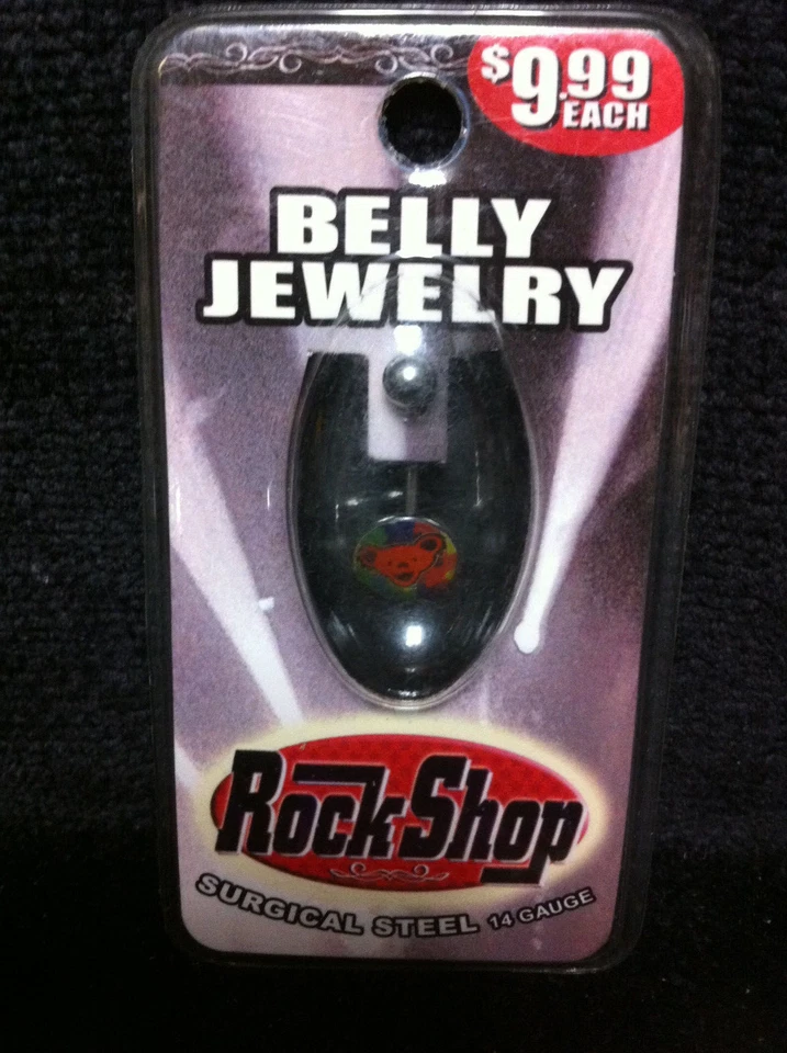 Grateful Dead Belly Ring Green Dancing Bear Naval Bar C&d Jewelry - A3