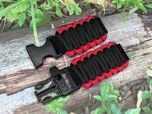 20 22 mm Red Black Adjustable Survival Paracord Watch Band Fits 7"- 8" Wrists - Picture 1 of 6