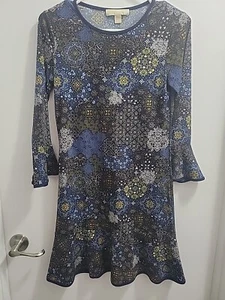 ABITO TUBINO MICHAEL KORS BELL MANICA LUNGA FLOREALE ELASTICIZZATO TAGLIA XS - Foto 1 di 7