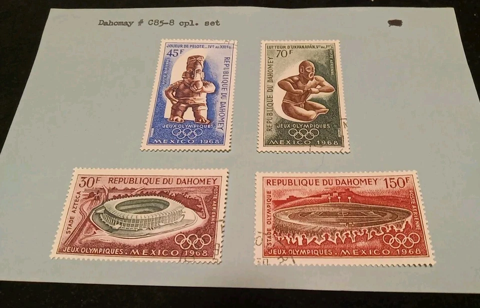 Dahomey Stamps #C85-8 complete Set 1968 Mexico Olympic Mint Used Postage Stamps  - Image 1 of 1