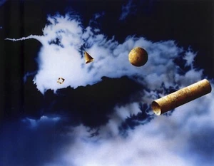 Painting fine art, surrealism, acrylic lacquer with variegated gold leaf - Picture 1 of 12