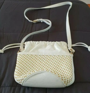 CACHE Bolso de Cuero Dorado Blanco Boho Bucket Bandolera de Hombro Bolso de Mano B8 - Imagen 1 de 5