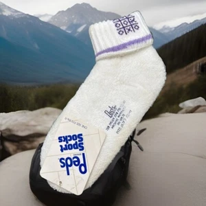 VTG Peds Sport Socks Tic Tac Toe 8.5-11 Terry 90s Acrylic NOS 80s Roll Top Low - Picture 1 of 7