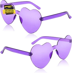 2 Pair Heart Sunglasses for Women Men, Bachelorette Party Glasses Transparent Ca - Picture 1 of 7