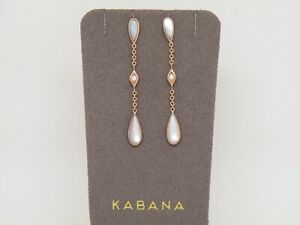 Authentic Kabana 14k Rose Gold, Pink Mother of Pearl, Diamond  Drop  Earring NEW