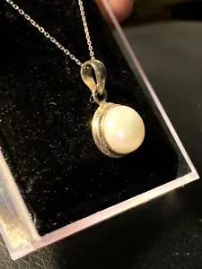 Pearl Solitaire Necklace 925 N-1291 - Picture 1 of 5