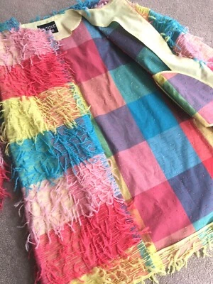 BOUTIQUE MOSCHINO FRINGED FIL COUPÉ COLOUR-BLOCK COAT UK 10 RETAIL £594....RARE! - Image 1 of 4