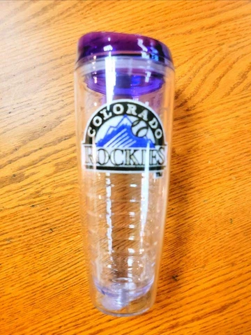 Official MLB Colorado Rockies Baseball Clear Tumbler w Purple Lid FAST SHIP! D53 Cover