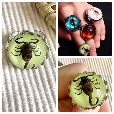 Регулируемое кольцо из натуральной смолы со скорпионом насекомыми жуками юго-западный западный размер 8 - Изображение 1 из 4