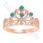0.20 Ctw Created Swiss Blue Topaz 14K Rose Gold Over Crown Women's Wedding Ring