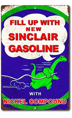 Sinclair Gasoline Motor Oil Sign, Gas Station, Garage, Auto Shop, Retro Tin Sign - Image 1 of 4