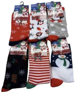 3,6,12 Pairs Socks Santa Festive Christmas Cotton Rich Novelty Xmas Socks - Picture 1 of 3