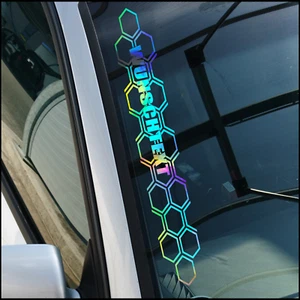 Aufkleber WUNSCHTEXT Wabenmuster Rauten Hologramm Regenbogen | 60x9cm | links - Bild 1 von 2