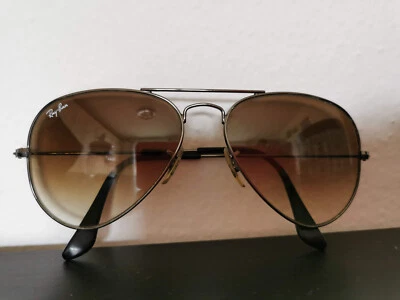 Occhiali da sole Ray-Ban Aviator donna lenti marroni montatura argento vintage - Immagine 1 di 4