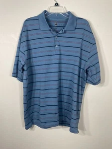 Nike Golf Dri-Fit Men's Large Blue Navy Stripe Standard Fit Polo Shirt Size L - Picture 1 of 5