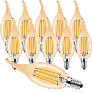Paquete de 10 velas regulables LED ProCrus E14 4W, vela LED vintage C35 para araña - Imagen 1 de 8