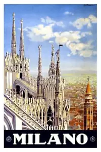 Vintage Reise A3 Reproduktion Poster @ MILANO Matt Leinwand Fotopapier - Bild 1 von 1