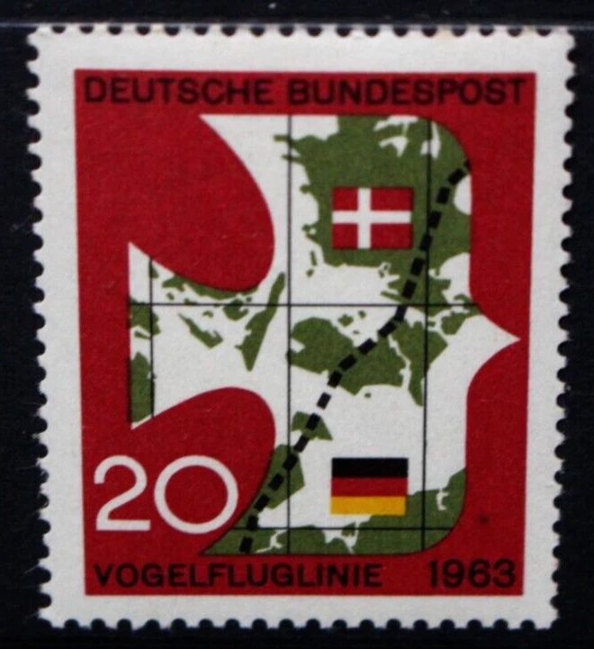 WEST GERMANY 1963 Opening of Denmark-Germany Railway 20pf. Set of 1. MNH. SG1313 - Image 1 of 2