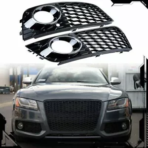 For AUDI A4 B8 2008-2012 Gloss Black Mesh Fog Light Honeycomb Grill RS4 Style SU - Picture 1 of 6