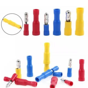 10/50X Insulated Bullet Crimp Electrical Cable Wire Terminals Yellow Blue & Red - Picture 1 of 9