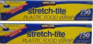 2 Packs Kirkland Signature Stretch-Tite Plastic Food Wrap 750 sq ft (11-7/8") - Picture 1 of 8
