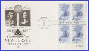 USA3 #1247 U/A ARTCRAFT FDC PB4 Nueva Jersey Tercentenario - Imagen 1 de 1
