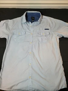 Black Jack Button Up Collared Shirt Size Medium Blue Short Sleeve Pockets 0570 - Picture 1 of 12